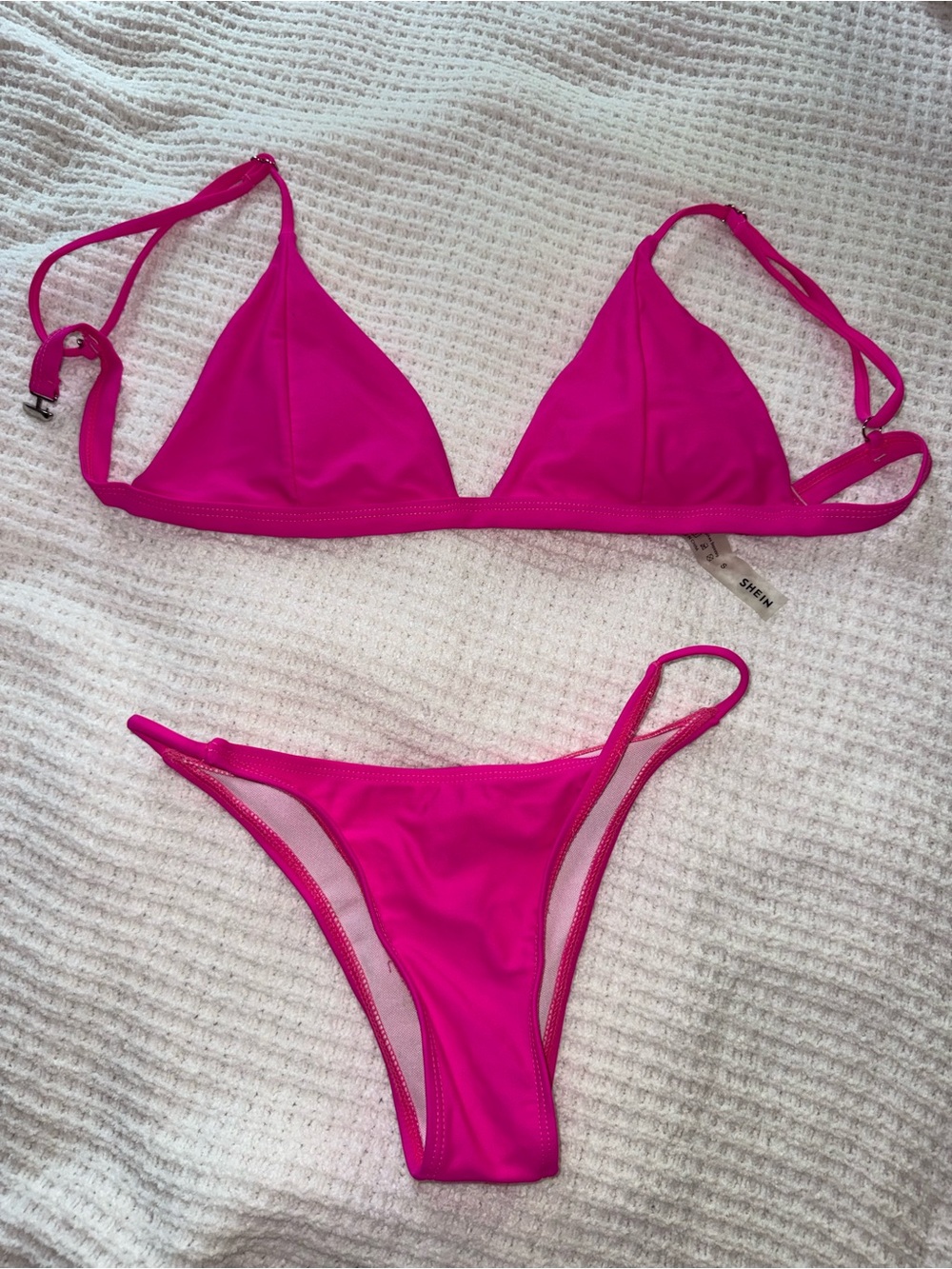 SHEIN Vibrant Hot Pink Triangle Bikini Set